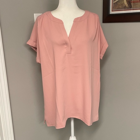 J. Jill Tops - NWT J.Jill Wearever Collection Short Sleeve Pink Champ Blush Blouse Top Large